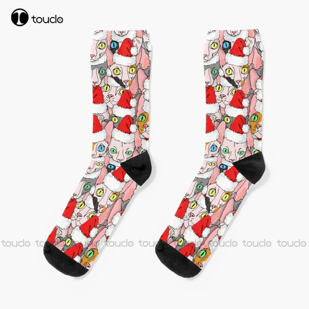 

Christmas Sphynx (Naked Cat) Socks Dance Socks Personalized Custom Unisex Adult Teen Youth Socks 360° Digital Print Custom Gift