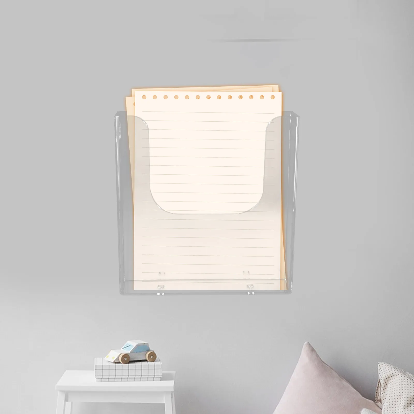 2Pcs Wall-Mounted Document Organizer Clear Acrylic File Holder Practical Paper Display Rack Office File Stand for Desk