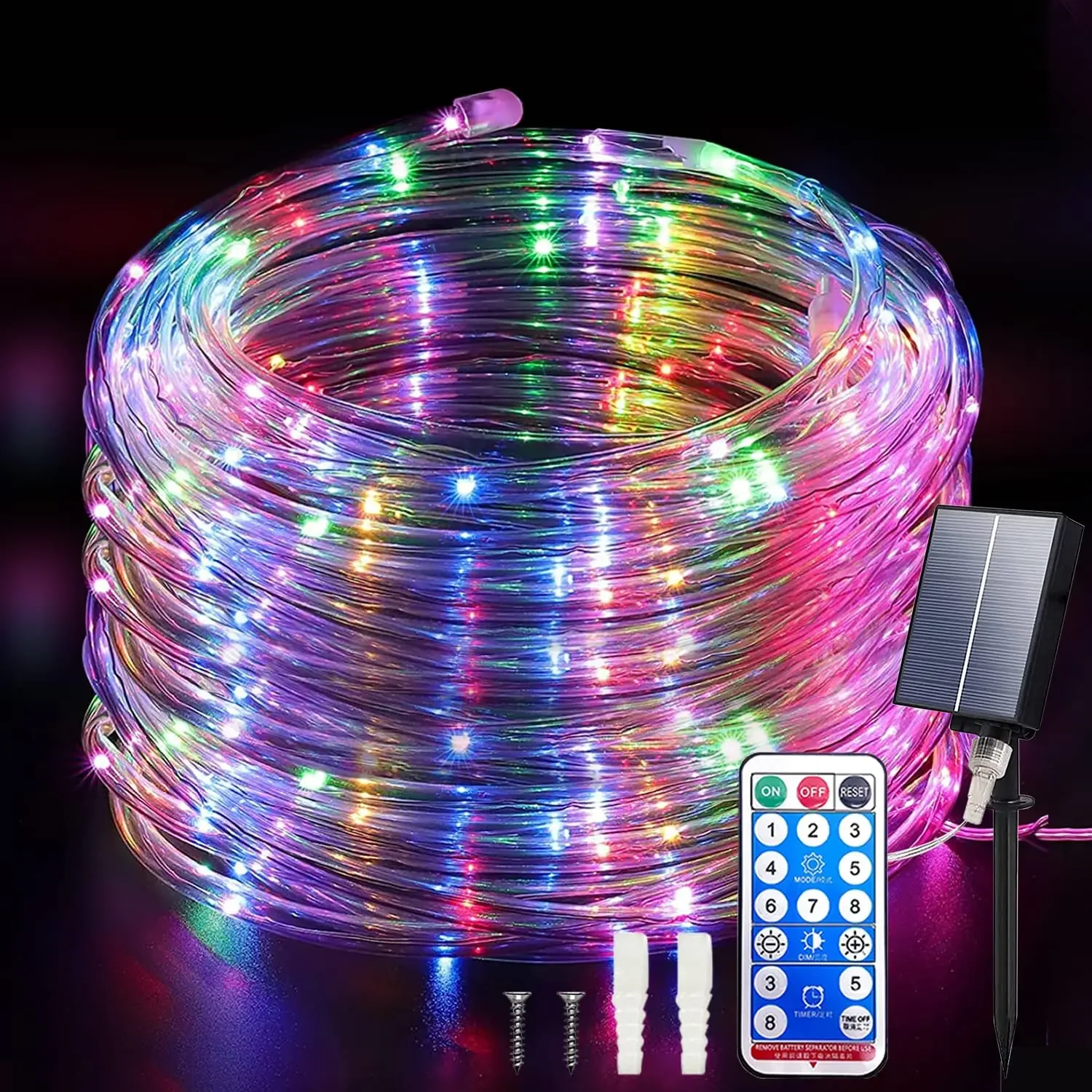 Solar String Lights Fairy Leather Thread Lamp RGB Warm White 8 Mode Lighting for Christmas Decorative 2025 Wedding Party