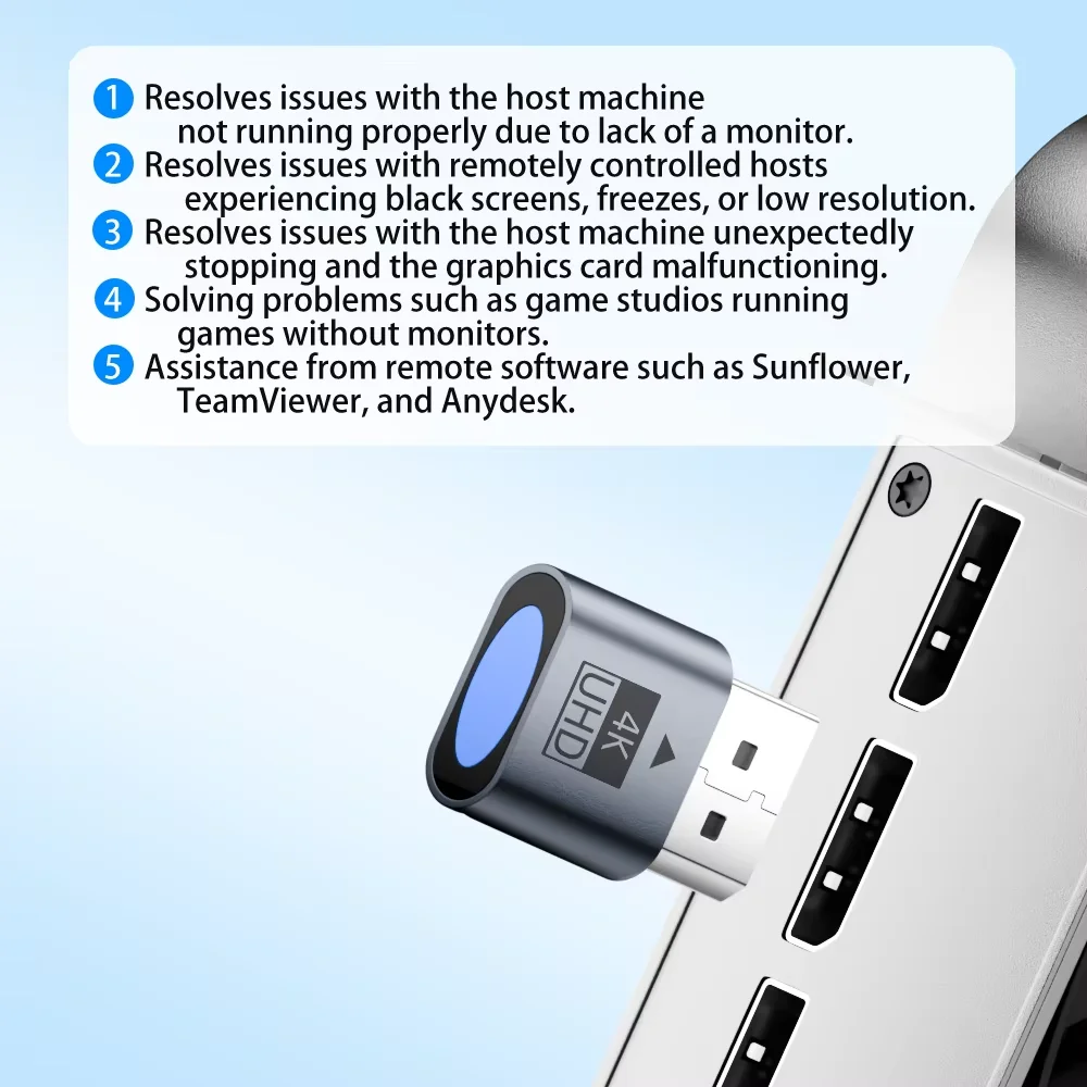 Mini DP Display Port Dummy Plug Headless Ghost Display Emulator EDID Dongle for PC Graphics Card Support 1080P@60Hz 4K@17Hz