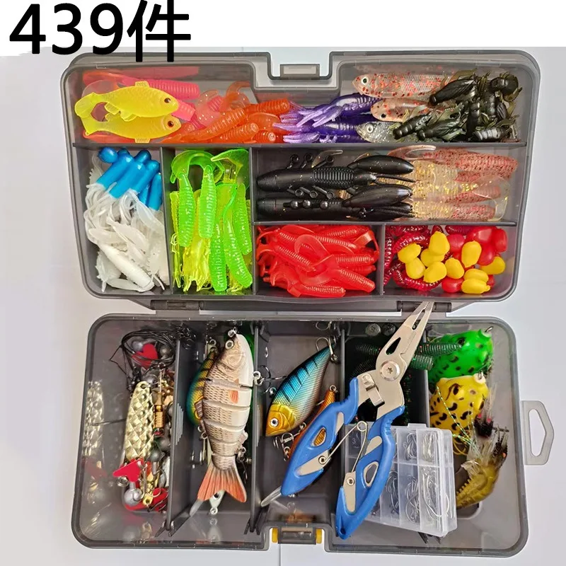 Luya-Köder, 439-teilig, mehrschichtiger Köder, harter Köder, Paillettenknopf, Fisch, Angelausrüstung, Kunstköder-Set