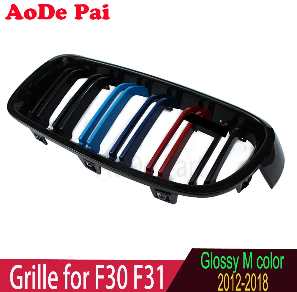 Glossy M Color ABS Front Kidney Grille Mesh Hood Grill for BMW 3 Series F30 F31 316i 318i 320i 330i 2012-2018