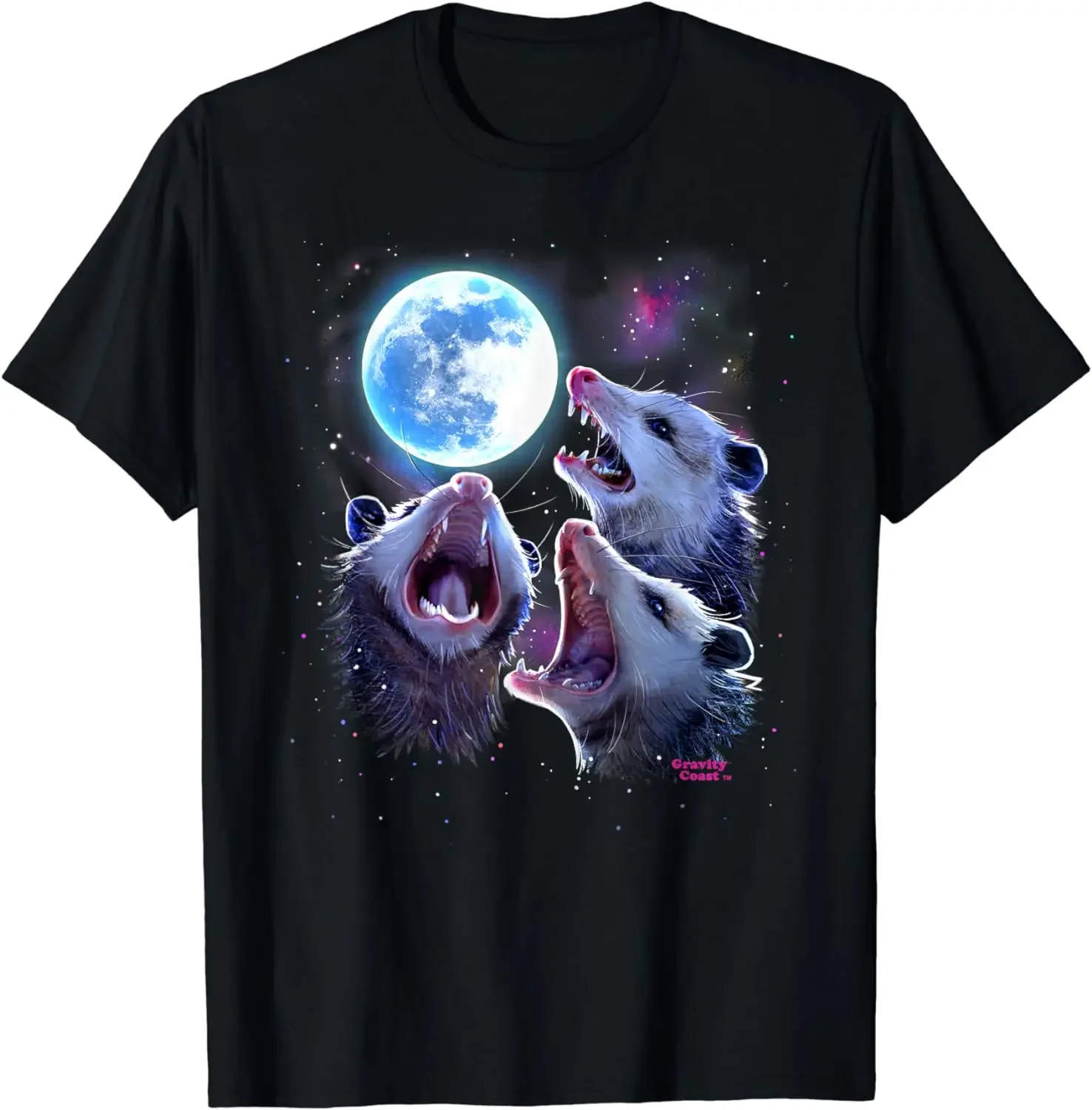 

Three Opossums Howling At The Moon Funny Pet Possum Shirt T-Shirt Women Clothing Fashion Graphic T Shirts Summer Streetwear
