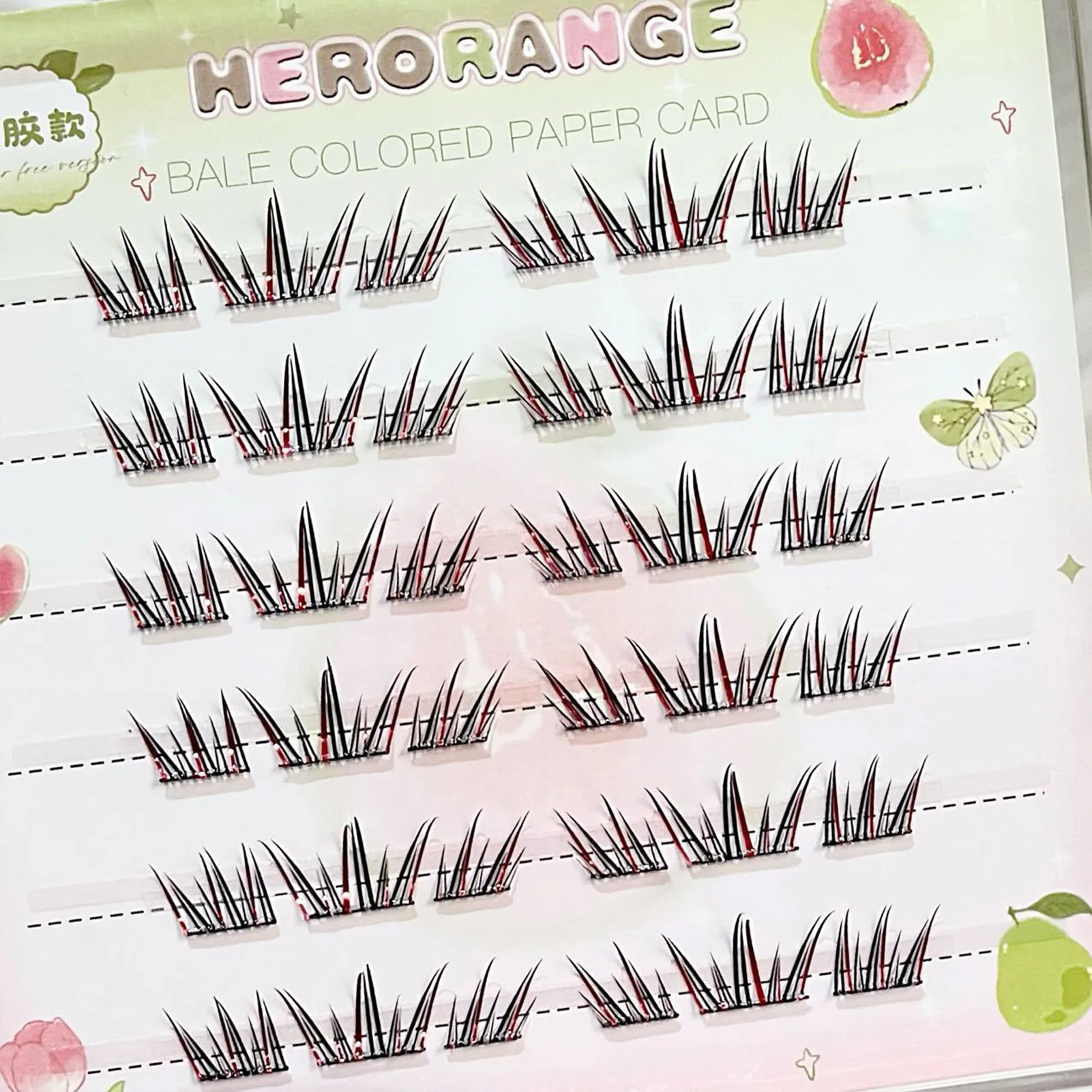 Diy cosplay cílios postiços coloridos extensões de cílios vermelho escuro aparência natural efeito 3d chicote individual natural maquiagem diária