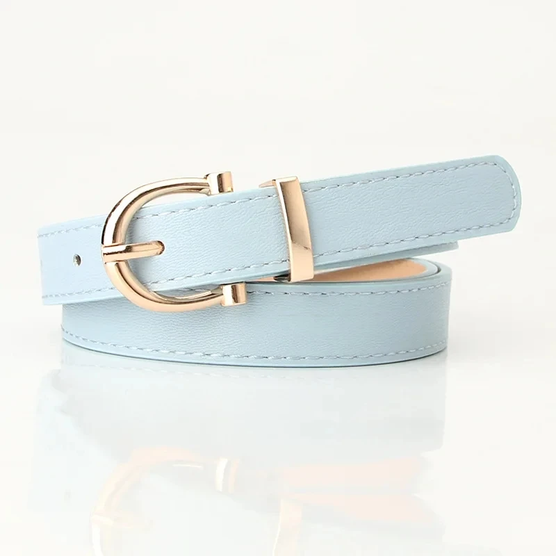 2024 Women Belts New PU Leather Simple Metal Buckle Belt Girls Dress Jean Pants Waistband Belts for Lady Luxury Designer Brand image 4