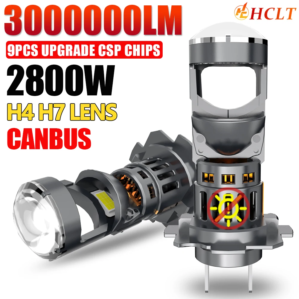 

H7 H4 LED Projector Headlights 9003 HB2 Canbus Car Motorcycle Bi Led Mini Lens Lights 6000K Super Bright Turbo Automobile Lamp