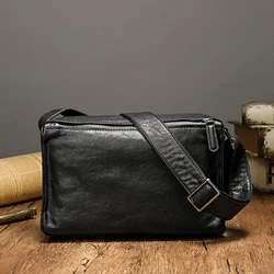 Orijinal deri erkek askılı çanta moda erkek omuz çantaları hakiki deri rahat erkekler Crossbody çanta