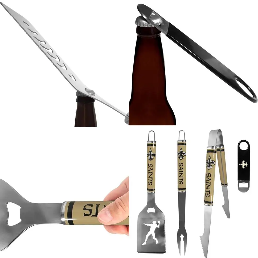 

Стальной набор для барбекю New Orleans Saints из 3 предметов с открывалкой для бутылок, цвет команды, один размер