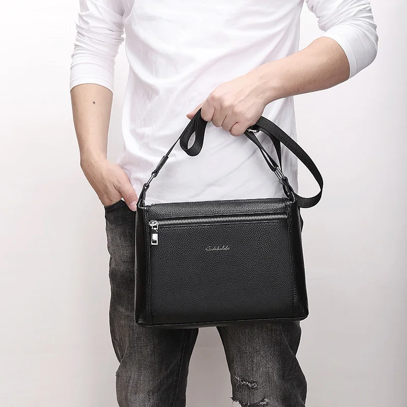 Men's Genuine Leather Shoulder Bag Vintage Casual A4 Cowhide Bag First Layer Cowhide Messenger Bag Handmade Satchel Bag