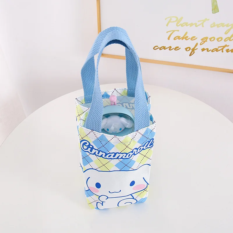 Simpatico cartone animato Sanrioed Canvas Water Cup Set Kawaii MyMelody Kuromi Cinnamoroll Messenger spalla portatile doppia borsa per bottiglia