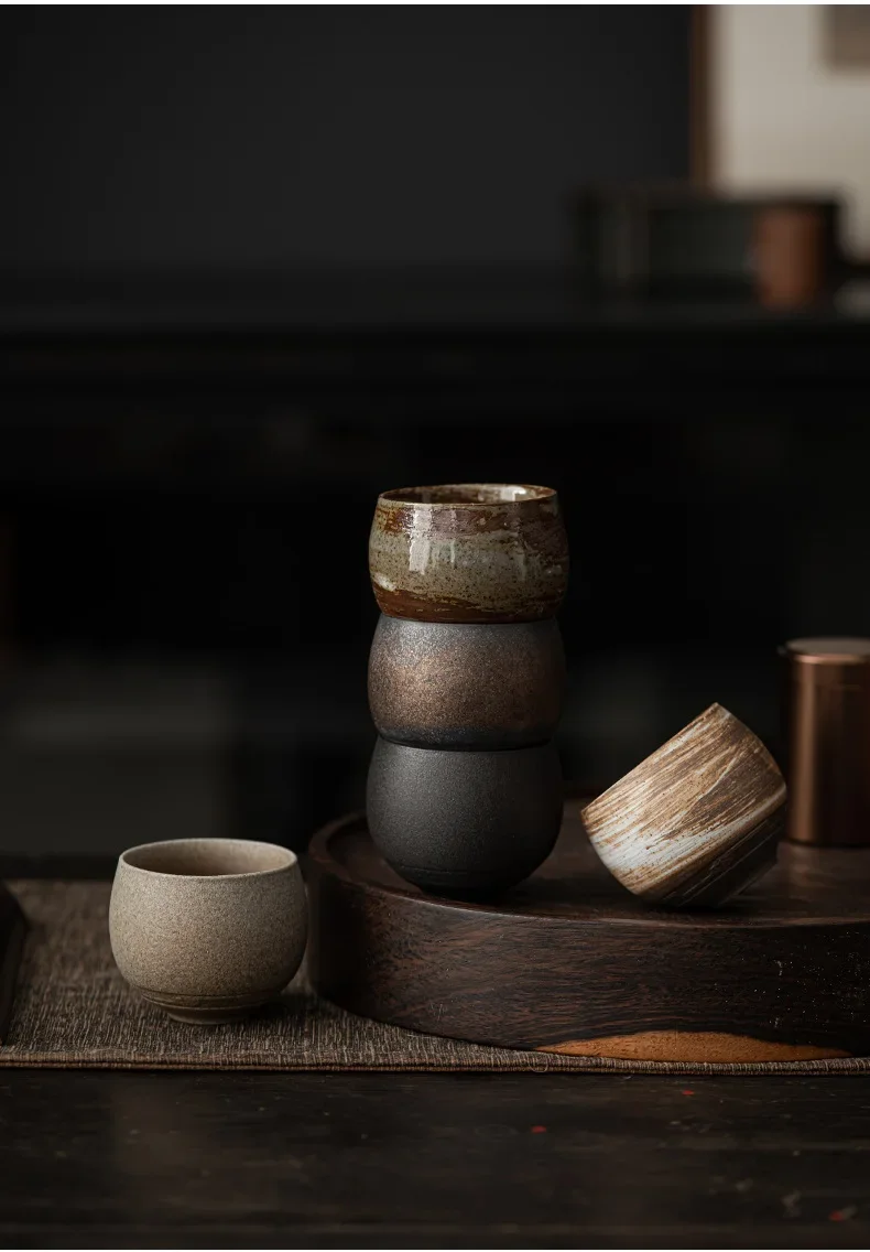 1pc Japanischen Stil Handgemachte Steinzeug Tee Tasse Kung Fu Tee-Set Tee Tasse Kleine Einzel Tasse Alten Stil Ruhig straße Tasse Schüssel Teetasse – Detail 12