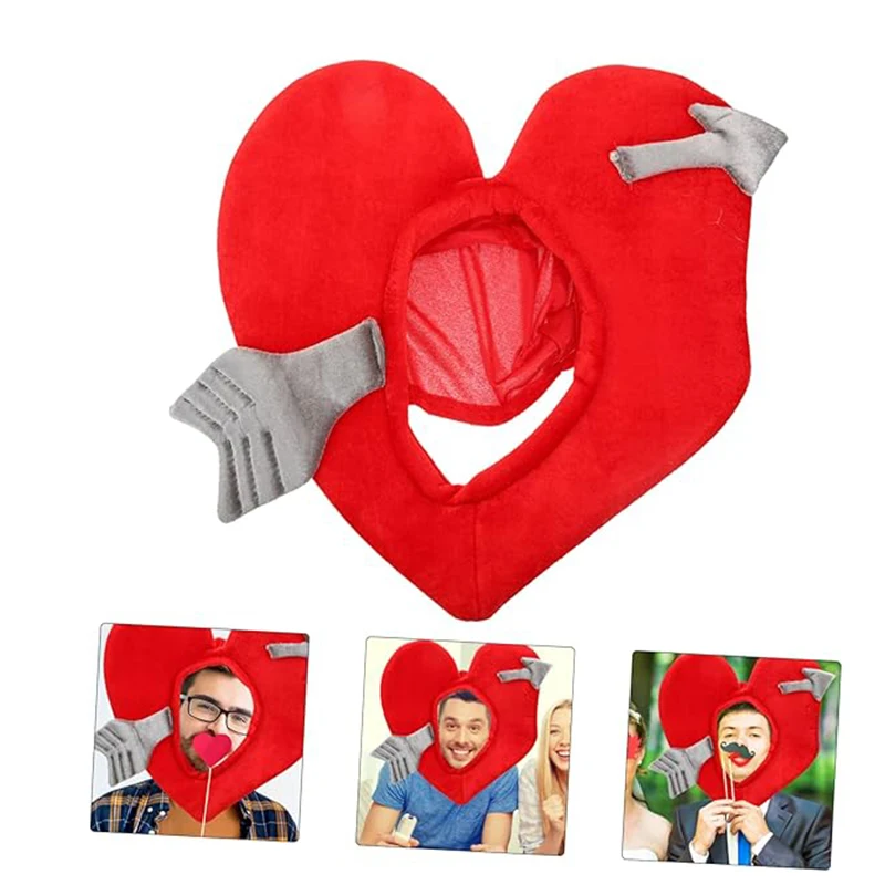 The Heart Of Love Head Cover Red Hat Funny Head Cap Valentine's Day Wedding Decoration Supplies