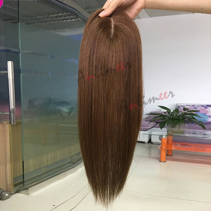Chocolate Brown Colored Hair Topper Wig Human Hair Straight Hair 13x15 cm /12x13 cm Topper for Women With Thinning Hair