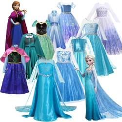 Frozen Elsa Anna Princess Girls Dress Kids Snow Queen Halloween Rapunzel Costume Children Birthday Vestido Party Dress