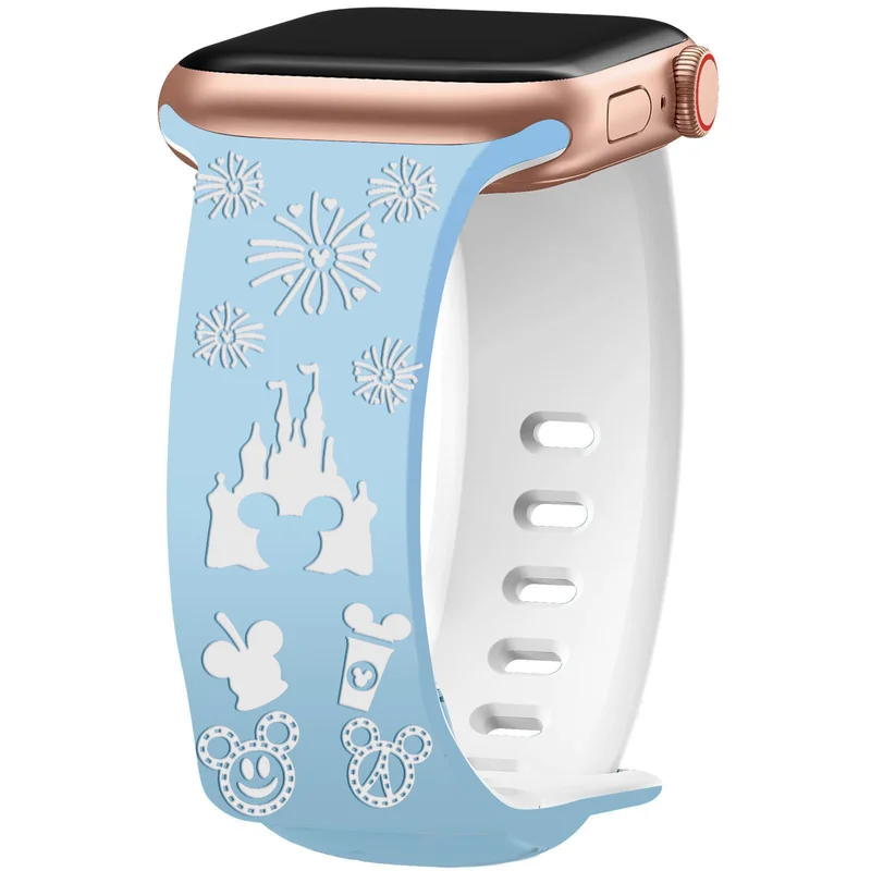 Two-Tone Carved Silicone Castle Band Compatible with Apple Watch Series 8/7/Ultra & SE 3/4/5/6