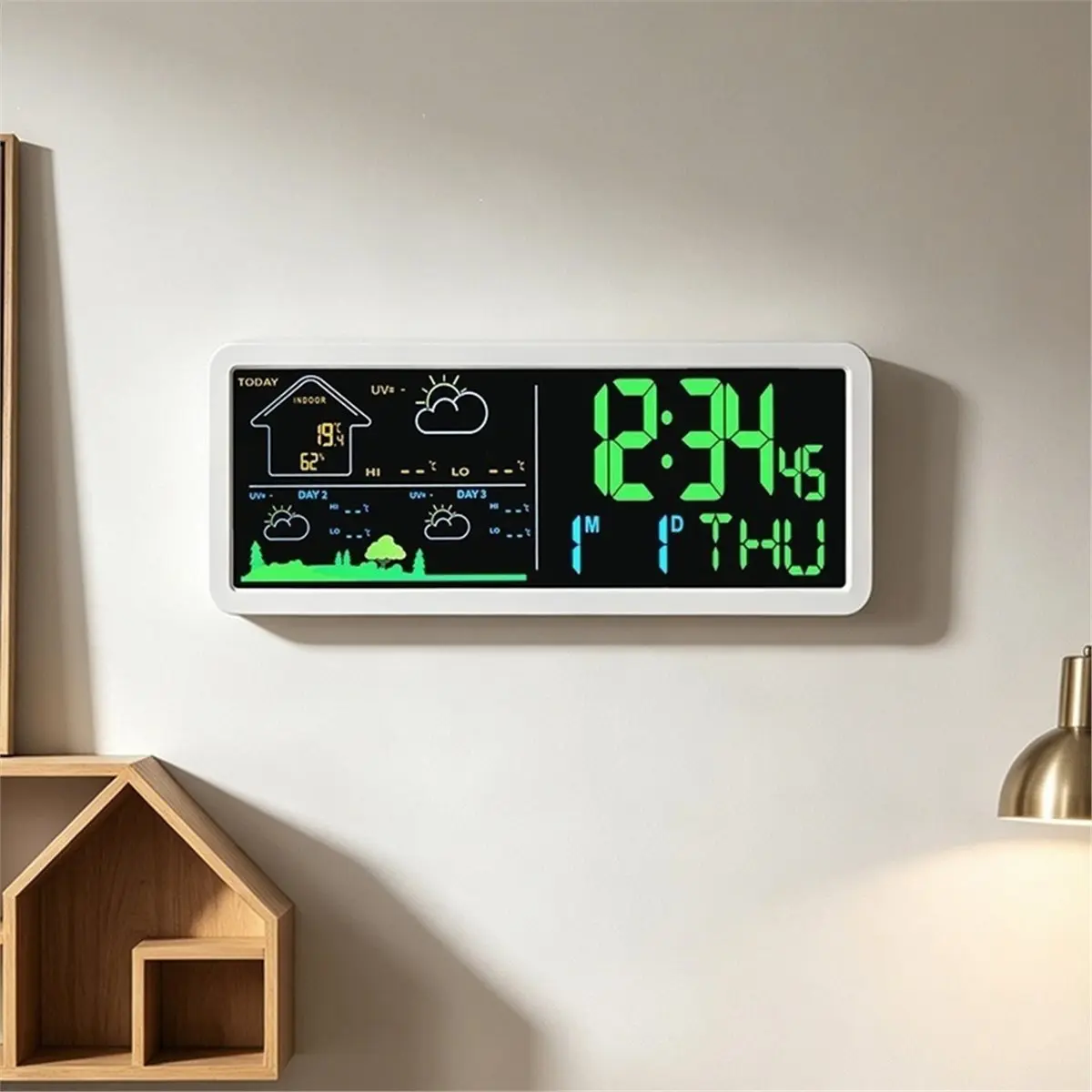 Weather Forecast Electronic Clock Multi-Functional Alarm Clock Electronic Thermometer and Hygrometer Simple Wall Clock