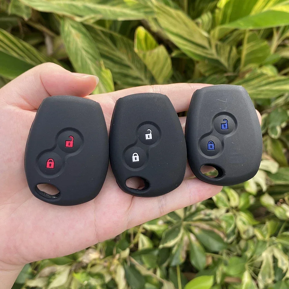 Housse de clé de voiture en Silicone, pour Renault Duster Modus Clio 3 Kangoo DACIA Logan Scenic Megane Sandero Captur Twingo Modus 2 Butto