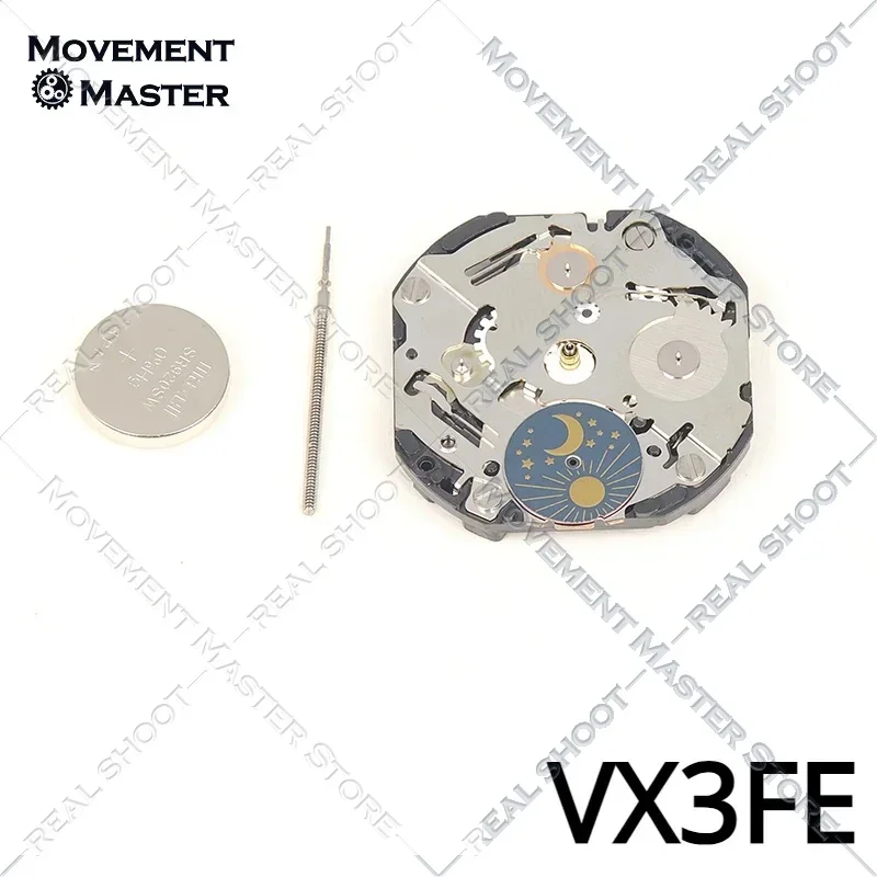 VX3FE Movimento Quartz Watch, Relógio Reparação Peças de Reposição, 6 mãos, 3, 9, 12, segundo pequeno, original, novo