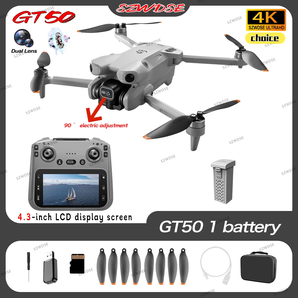 GT50 PRO Mini 5 Pro RC Drohne 8K HD Dual-Kameras WLAN 20 Minuten Flugzeit Luftbildfotografie Quadcopter Fernbedienung UAV Jungen-Spielzeug Geschenk