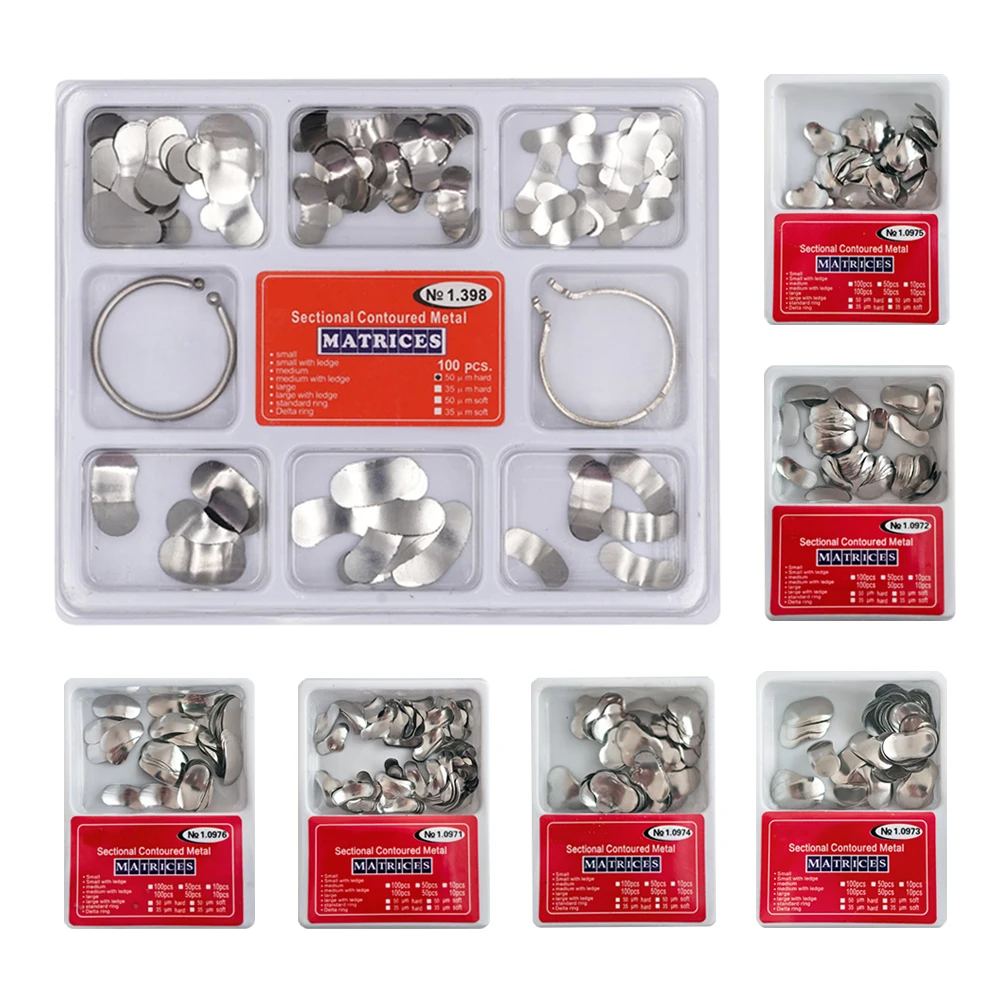 

100 pcs Mixed model/individual model Dental Sectional Matrix Contoured System accessories Metal Dentistry Resin Clamping
