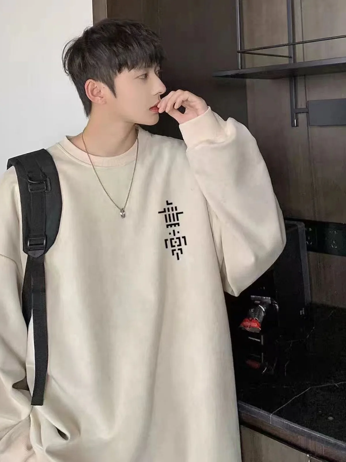 

Autumn Winter Thiened Large Size 300 Pou Suede round Ne Sweatirt Men's Retro Fce Long Sve Jaet Trendy Brand