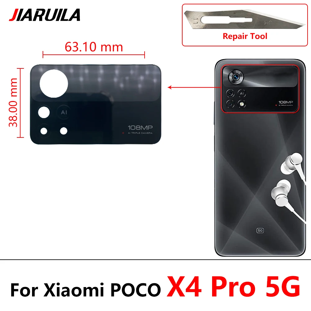 New Camera Glass For Xiaomi Poco F4 X4 M4 Pro F5 Gt 4G 5G Rear Back Camera glass Lens With Glue Adhesive