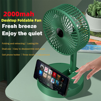 Electric Foldable Desktop Fan  3rd Gear USB Rechargeable 2000mah 10W touch Key Low Noise Big Wind Camping Fan for Student Office