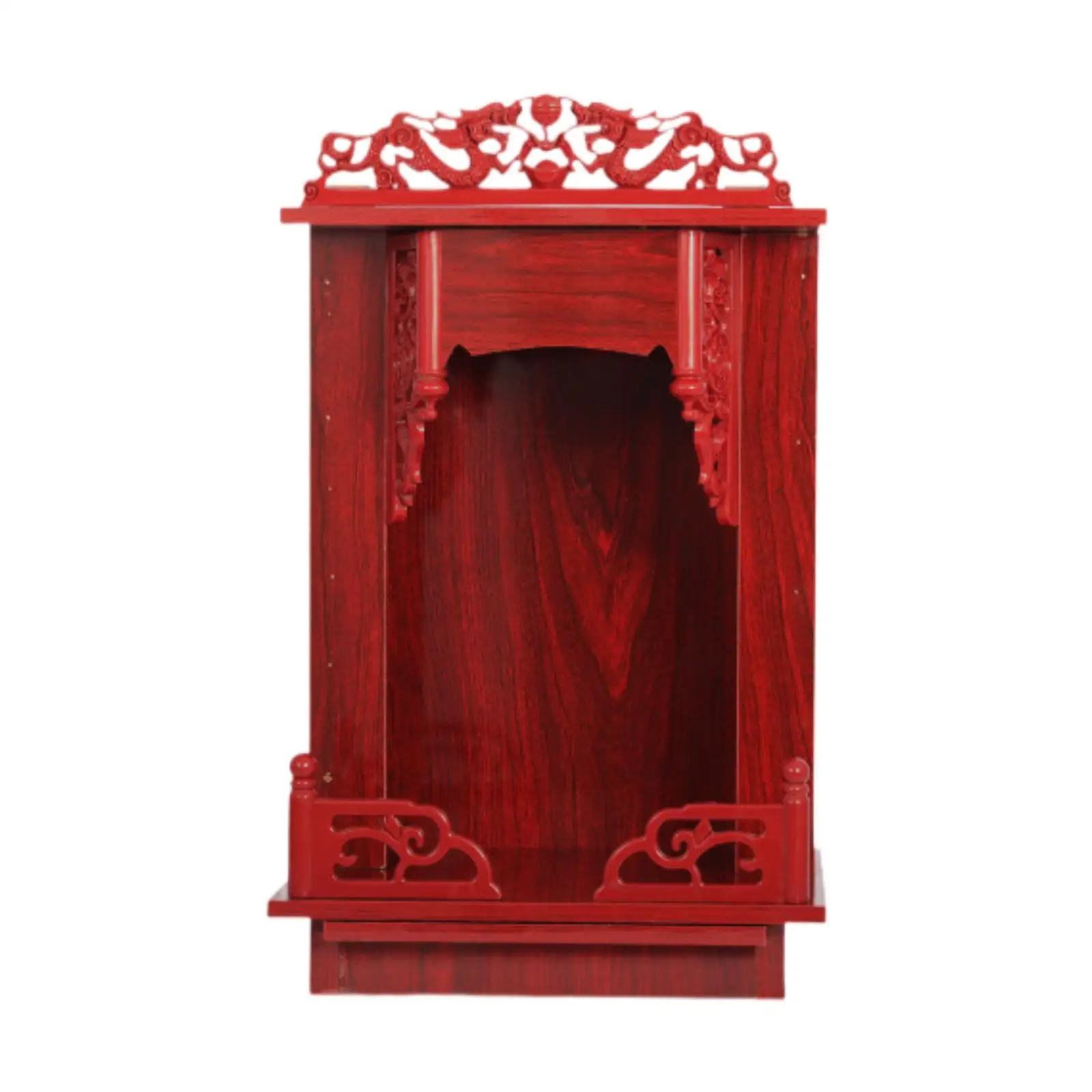 Buddhist Display Stand Tabletop Shrine Holder with Pull Panel Sculpture Buddha Altar Wall Mounted Shrine for Household