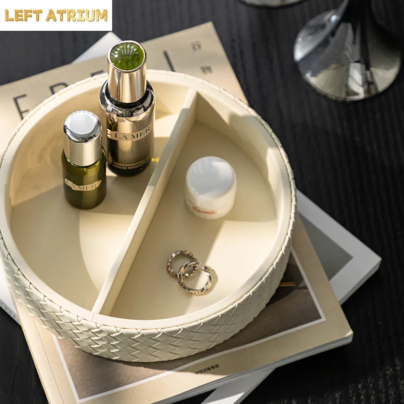 Luxury Nordic Leather Perfume Tray, Vintage Entryway Organizer with Compartments for Jewelry & Fragrances, Desktop Decor