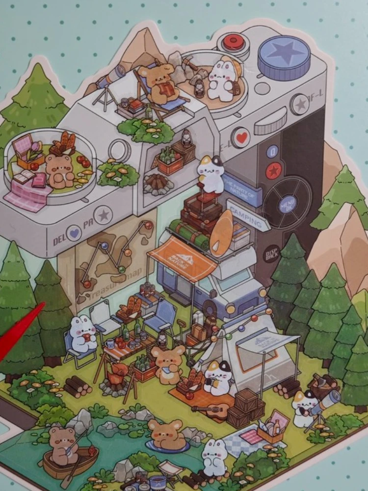 Landscaping Sticker 3D Miniature Scene Coffee Mountain Collage Stickers Kawaii Gift For