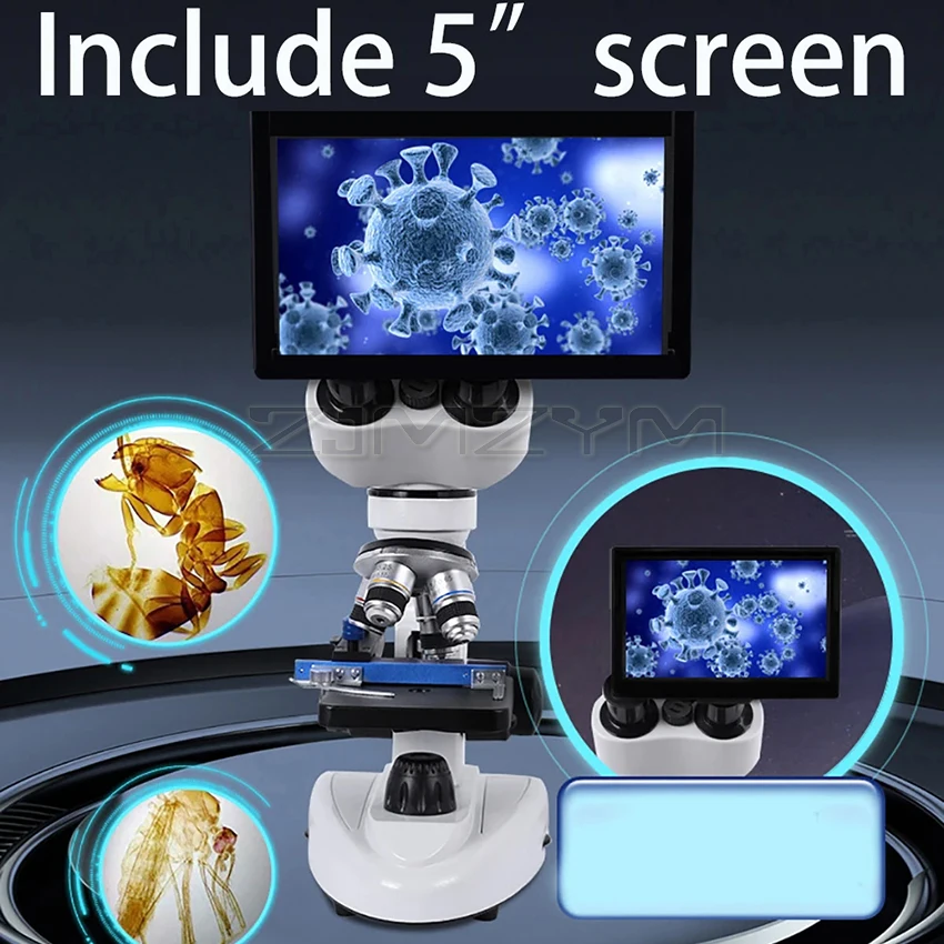 Imagem -02 - Zoom Microscópio Composto Digital Microscópio hd Biológico Campo Amplo Oculares 10x e 50x para Laboratório 30000x