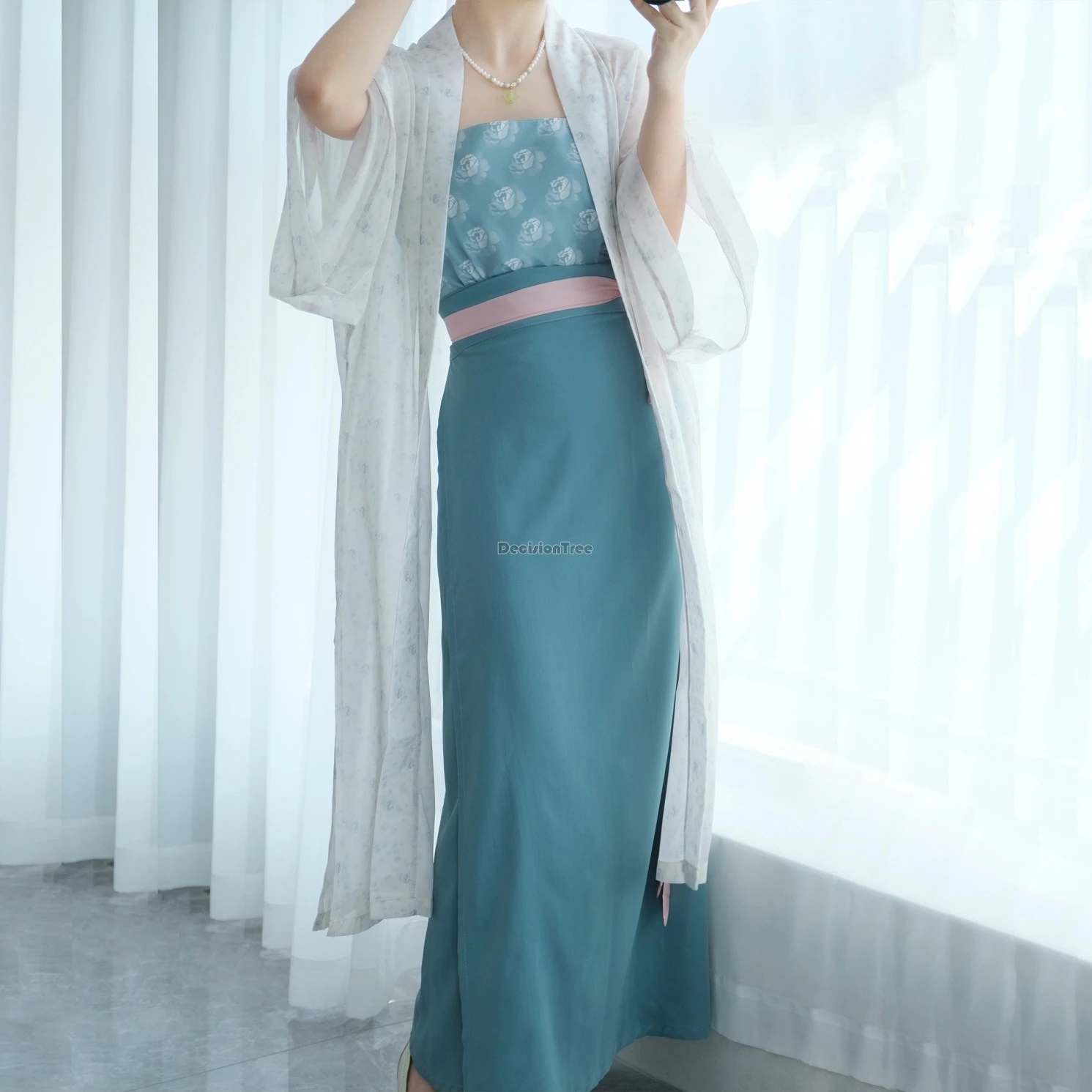 2025 chinese ancient song dynasty hanfu new spring summer women long spiral skirt coat vest three piece retro hanfu set w1014