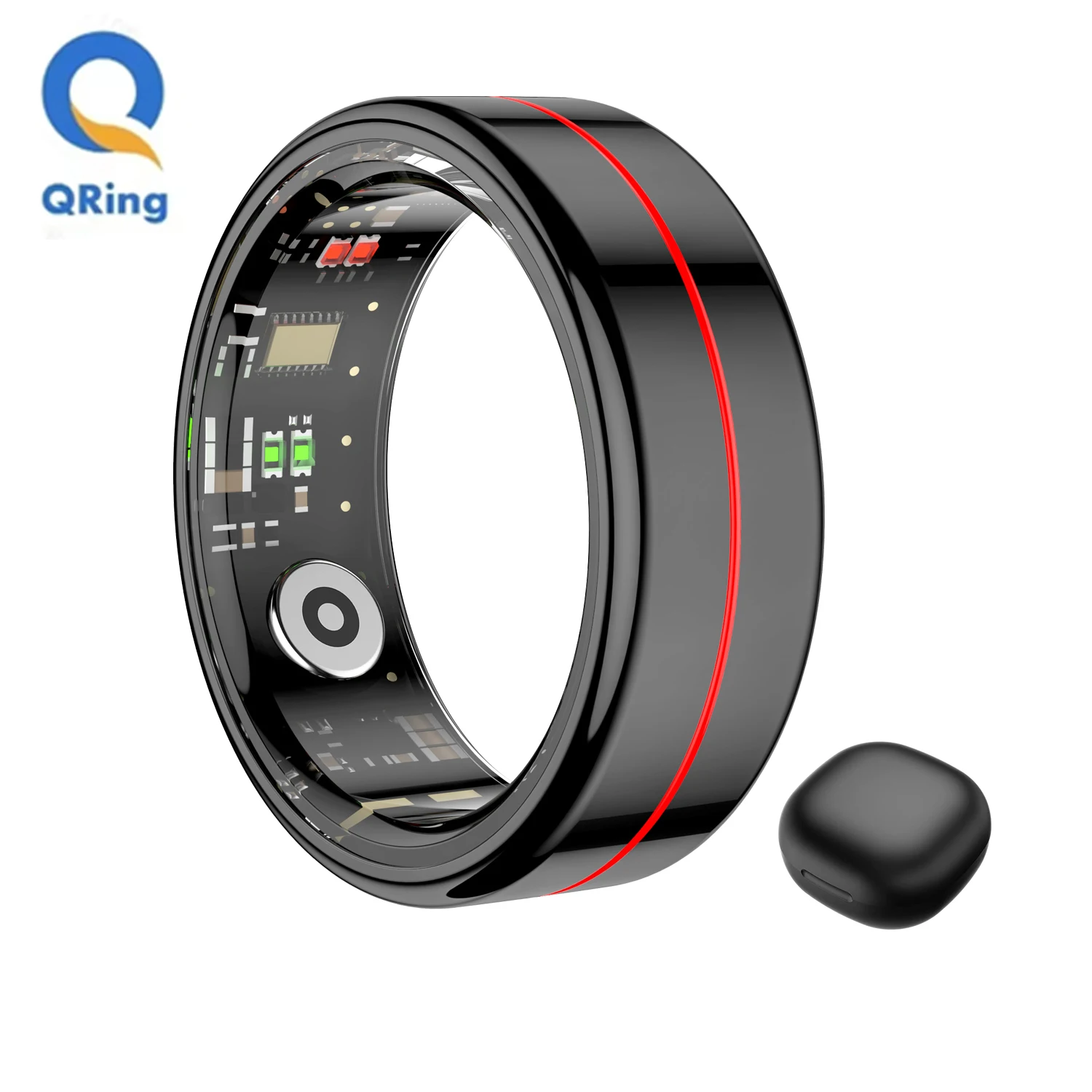 R04 Smart Ring With Charging Case,HRV Heart Rate and Blood Oxygen Monitor,IP68 & 5ATM Waterproof,Multi-sport Mode For Men Women