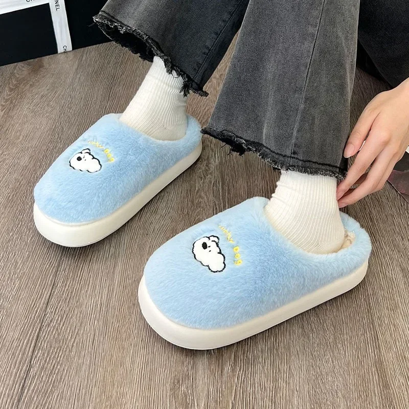 Winter Cotton Bear Plush Slippers Women Indoor Outdoor Wear Soft Thick Non-slip Warm Cute Design Fashion Versatile