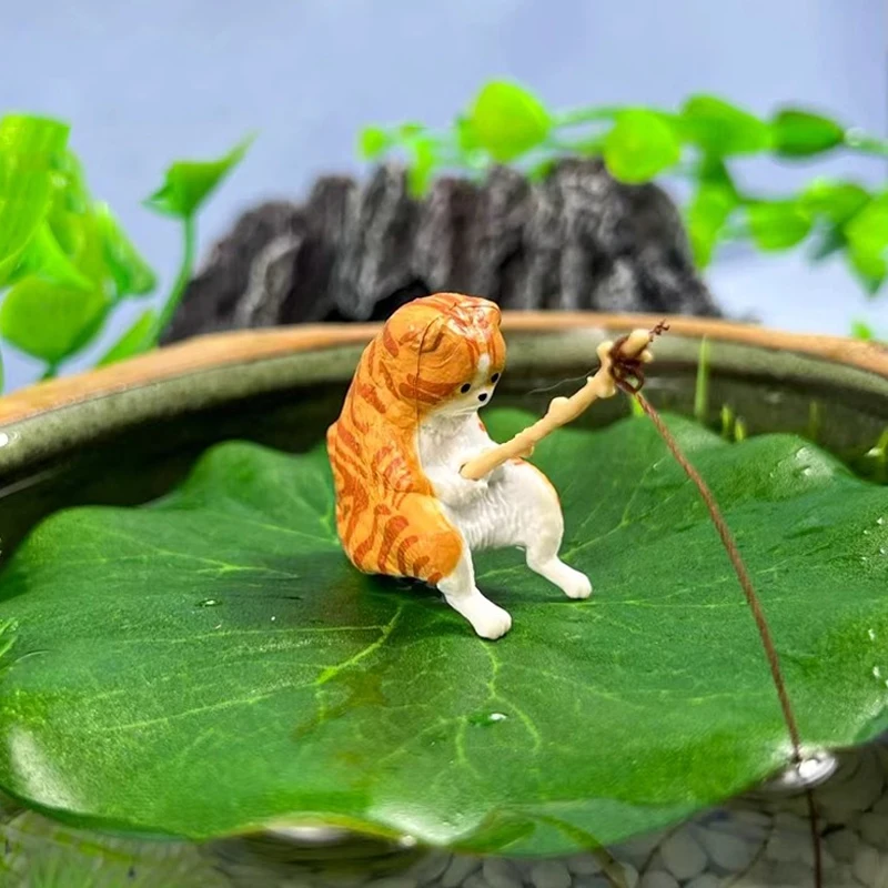 1PC Small Fishing Cat Creative Aquarium Decoration Aquarium Accessories Fish Tank Accessories Aquarium Accessories Decoracion image 2