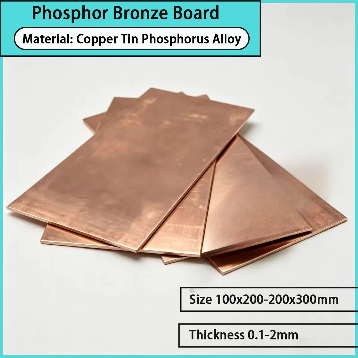 Thickness 0.1-2mm phosphor green copper plate is used for precision electronics, spring contacts, hardware accessories,  etc