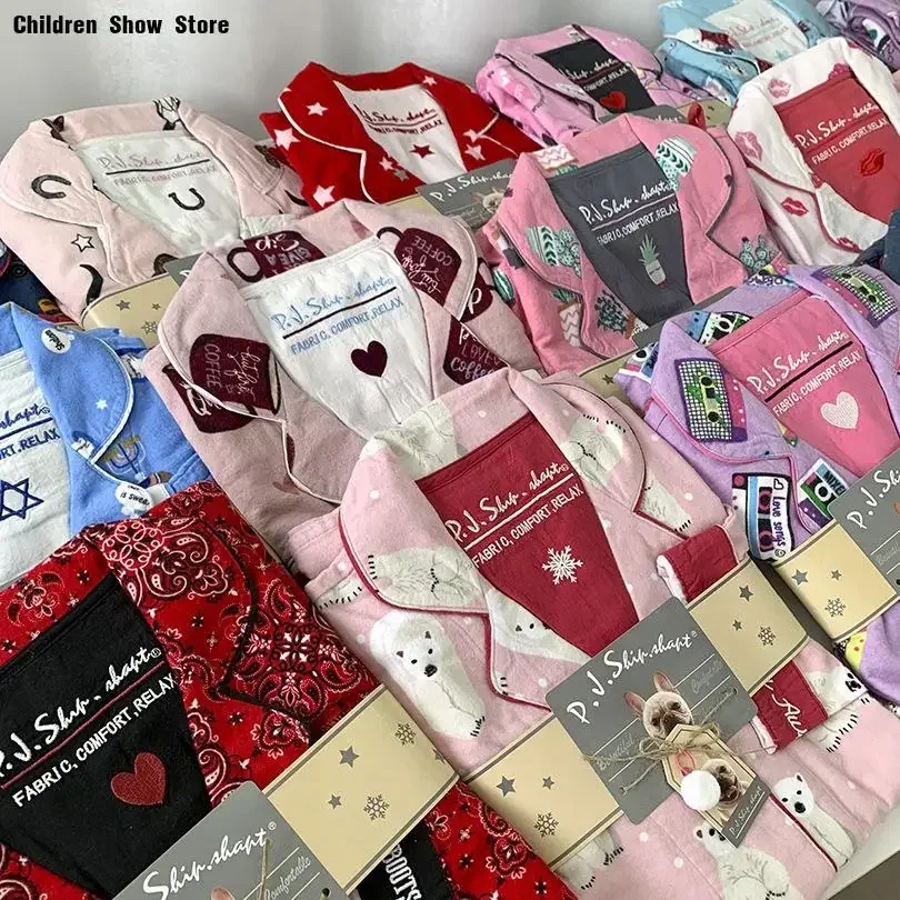 

Fashion Cartoon Pjs Women Soft Cotton Sleepwear Pajamas Suit 2Pcs Long Sleeve Nightwear Autumn New Loungewear Home Clothing