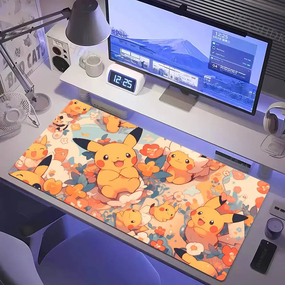 Pokemon Mouse Pad Large Gaming Desk Mat Rubber Keyboard Mousepad 2MM Lock Edge For Laptop PC Setup