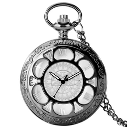 Cute Flower Petal Hollow Pocket Watch Pendant for Women Men Quartz Roman Numeral Dial Clock Practical Souvenirs RelóGio De Bolso