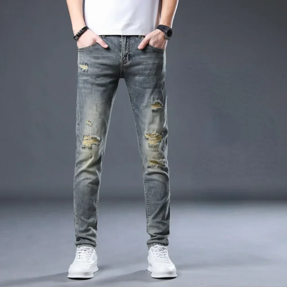 2023 Spring and Autumn New Classic Fashion Vintage  Dsistressed Jeans Men Casual Slim Comfortable Breathable High-Quality Pants