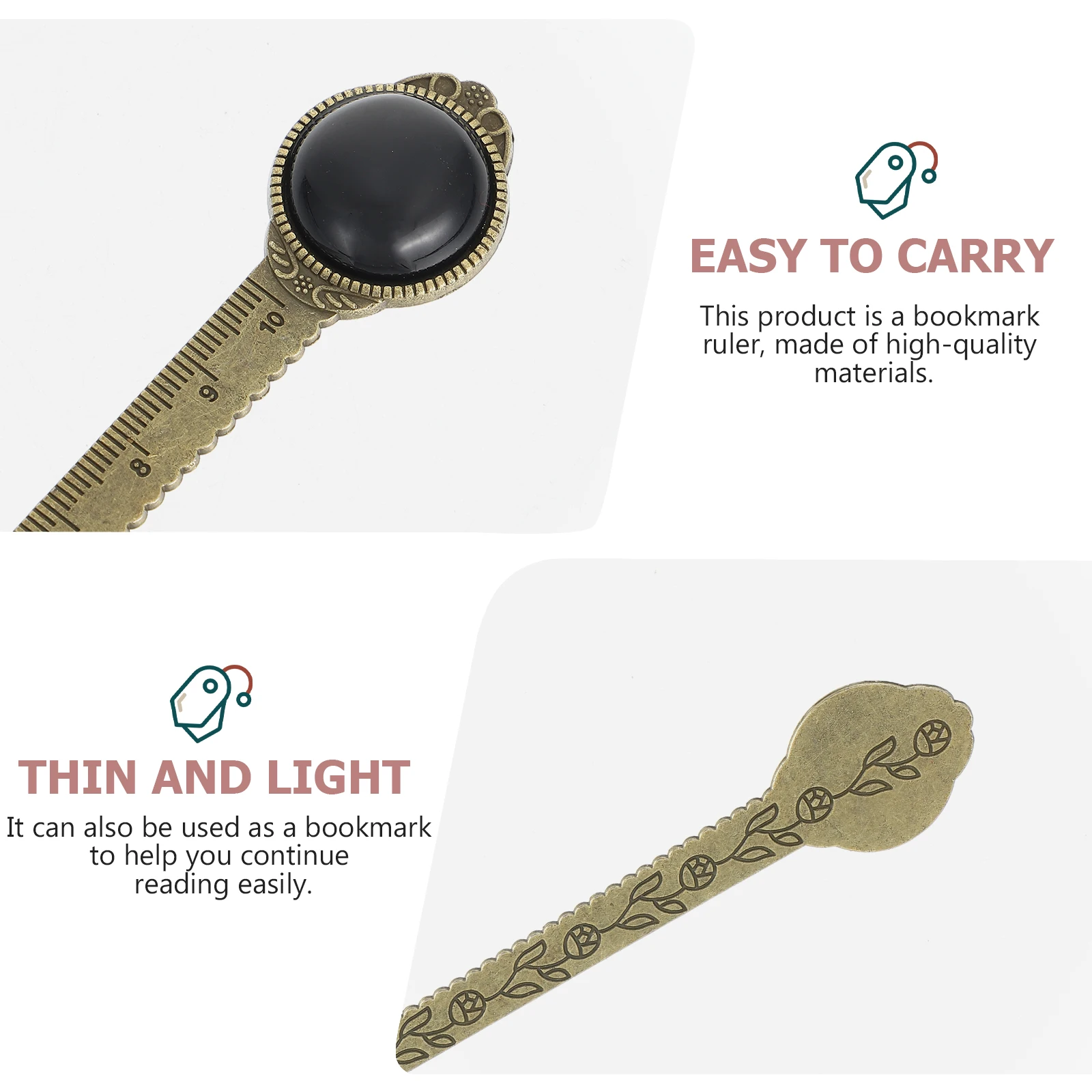 

Zinc Alloy Book Mark Ruler Half Stone Decorative Reading Tool Creative Portable Bookmark for Students Zinc Alloy Book Mark