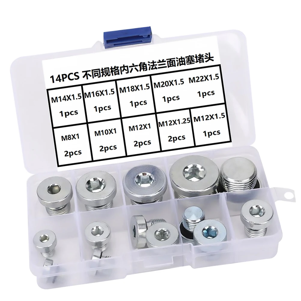 

14Pcs Oil Head Stainless Steel Drain Plug Flange Socket Flange End Head End Series Bolts Hardware