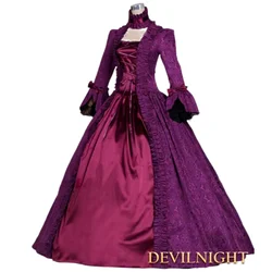 Medieval Renaissance Gown Costume Women Long Sleeve Lace Embroidery Princess Dress with Petticoat