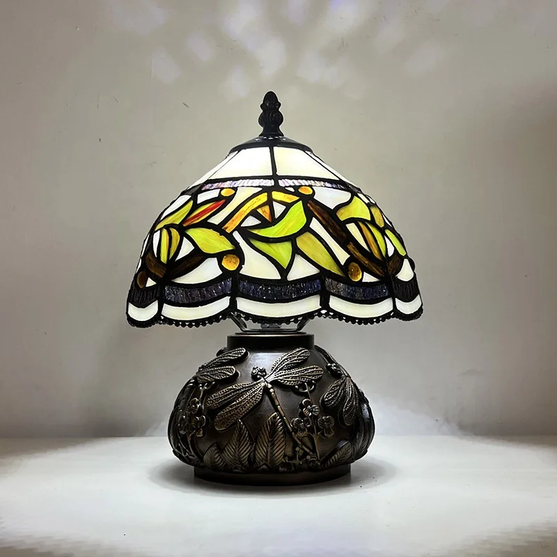 

Настольная лампа Tiffany 8 дюймов из цветного стекла в стиле кантри, для чтения, подходит для спальни, гостиной, кабинета