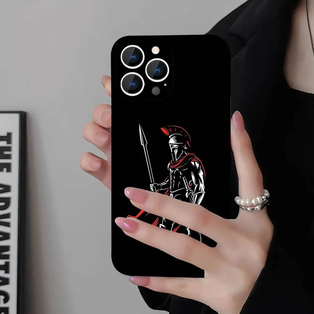 Cool Spartan Phone Case para iPhone 17,16,15,14,13,12,11,Pro,Max,Plus,E,Air,Mini cubierta protectora negra