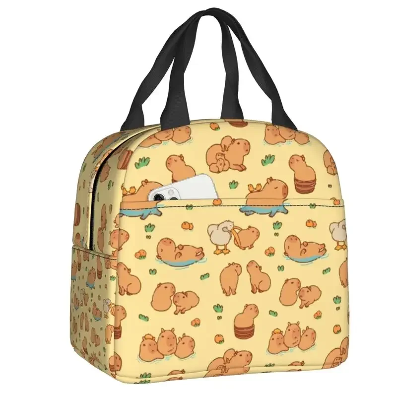 Cute Capybaras In Love Insulated Lunch Bag for Outdoor Picnic Thermal Cooler  Box Women Kids Food Container Tote Bags