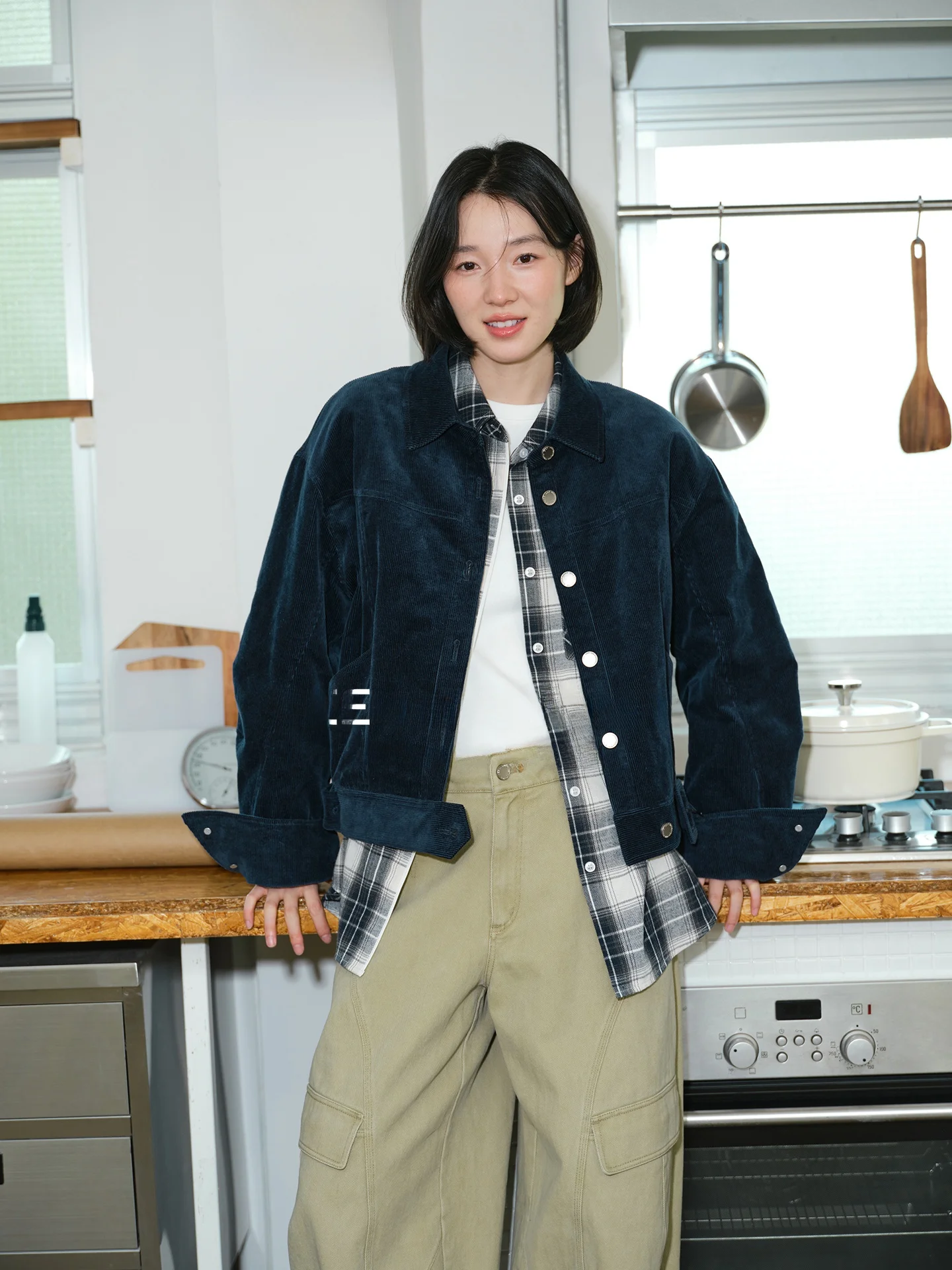 

Двухцветный стеганый жилет-пальто из смесового хлопкового вельвета с поясом, в стиле ретро, прямого кроя, цвета "Ce Seed Matcha"