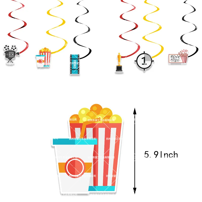 Party Cupcake Topper Film Nacht Paries Geburtstag Film Thema Party Popcorn Kino Ticket Lampe Licht Kamera Kuchen Dekoration – Detail 8