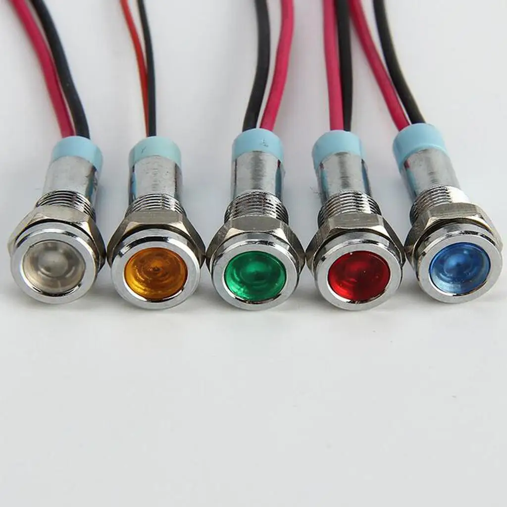 LED Warning Light 6V Metal Indicator Signal Lamp for Boat Car Marine Dash Pilot Light