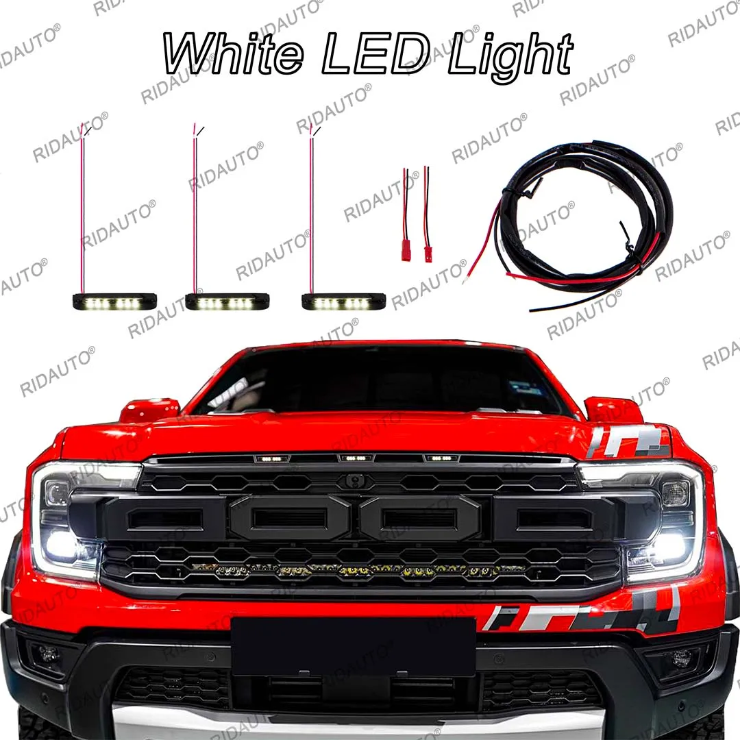 Für Aftermarket Raptor Grille 3Pcs Bernstein Weiß LED Licht Pickup Grille Licht DIY LED Licht Fit Für FORD RANGER RAPTOR 2023-2025 + – Detail 7
